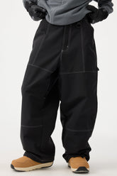 Pantalones de nieve negros holgados y estilo Oxford para mujer